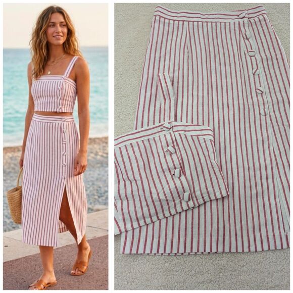Forever 21 Tops - Forever 21 Contemporary Large Crop Top Skirt Set Linen Blend Festival Fun